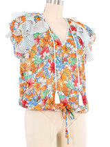 Diane Freis Sheer Embellished Floral Top Top arcadeshops.com