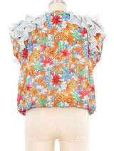Diane Freis Sheer Embellished Floral Top Top arcadeshops.com