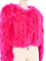 Pink Marabou Cropped Jacket Jacket arcadeshops.com