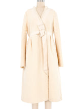 2006 Alexander McQueen Textured Ivory Fur Trim Coat Outerwear arcadeshops.com
