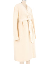 2006 Alexander McQueen Textured Ivory Fur Trim Coat Outerwear arcadeshops.com