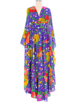 1970s Lilli Diamond Floral Chiffon Caftan Dress arcadeshops.com