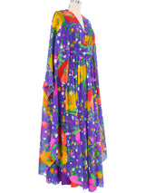 1970s Lilli Diamond Floral Chiffon Caftan Dress arcadeshops.com