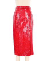 2022 Gucci Red Embossed Leather Skirt Bottom arcadeshops.com