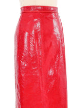 2022 Gucci Red Embossed Leather Skirt Bottom arcadeshops.com