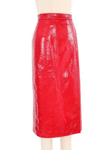 2022 Gucci Red Embossed Leather Skirt Bottom arcadeshops.com