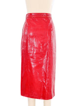 2022 Gucci Red Embossed Leather Skirt Bottom arcadeshops.com
