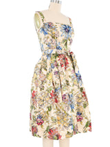 1950s Metallic Floral Fit And Flare Dress Dress arcadeshops.com