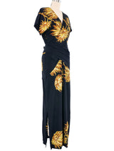 1940s Black Floral Wrap Dress Dress arcadeshops.com