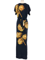 1940s Black Floral Wrap Dress Dress arcadeshops.com