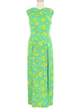 1960s Neon Psychedelic Split Maxi Dress Dress arcadeshops.com