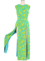 1960s Neon Psychedelic Split Maxi Dress Dress arcadeshops.com