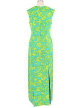 1960s Neon Psychedelic Split Maxi Dress Dress arcadeshops.com
