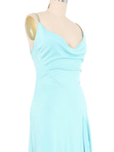 Gianni Versace Baby Blue Cowl Neck Dress Dress arcadeshops.com