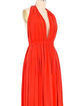 Donna Karan Red Jersey Silk Halter Dress Dress arcadeshops.com