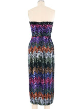 1970s Lilli Diamond Prismatic Sequined Gown Ensemble Dress arcadeshops.com