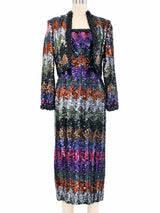1970s Lilli Diamond Prismatic Sequined Gown Ensemble Dress arcadeshops.com