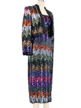 1970s Lilli Diamond Prismatic Sequined Gown Ensemble Dress arcadeshops.com