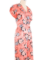 1970s Rose Print Satin Jumpsuit Jumpsuit arcadeshops.com