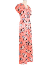 1970s Rose Print Satin Jumpsuit Jumpsuit arcadeshops.com