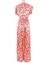 1970s Rose Print Satin Jumpsuit Jumpsuit arcadeshops.com