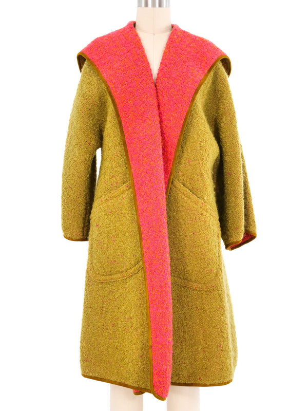 1960s Bonnie Cashin Chartreuse And Hot Pink Reversible Boucle Coat Outerwear arcadeshops.com