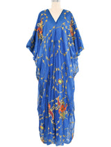 Profils du Monde Blue Embellished Silk Caftan Dress arcadeshops.com