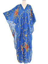 Profils du Monde Blue Embellished Silk Caftan Dress arcadeshops.com