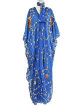 Profils du Monde Blue Embellished Silk Caftan Dress arcadeshops.com