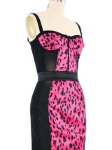 Dolce And Gabbana Fuschia Leopard Print Bustier Dress Dress arcadeshops.com