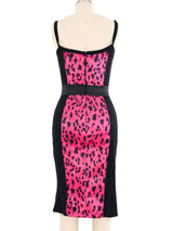 Dolce And Gabbana Fuschia Leopard Print Bustier Dress Dress arcadeshops.com
