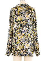 1980s Gucci Silk Chain And Tassel Print Blouse Top arcadeshops.com