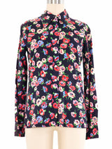 1970s Christan Dior Floral Button Up Blouse Top arcadeshops.com