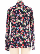1970s Christan Dior Floral Button Up Blouse Top arcadeshops.com