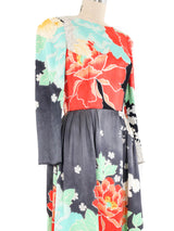 1970s Hanae Mori Handpainted Silk Evening Gown Dress arcadeshops.com