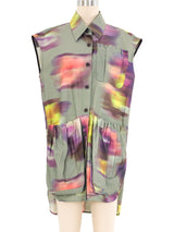 Dries Van Noten Taffeta Watercolor Tunic Top arcadeshops.com