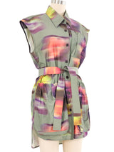 Dries Van Noten Taffeta Watercolor Tunic Top arcadeshops.com