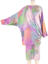 1980s Emanuel Ungaro Silk Watercolor Draped Dress Dress arcadeshops.com