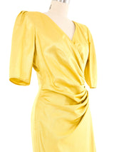 1980s Ungaro Ruched Gold Lamé Dress Dress arcadeshops.com