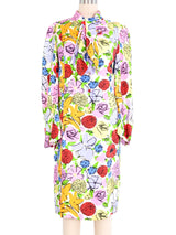 1970s Pauline Trigere Floral Silk Twill Dress Dress arcadeshops.com