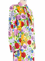 1970s Pauline Trigere Floral Silk Twill Dress Dress arcadeshops.com