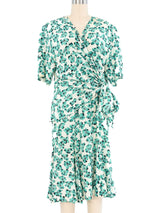 1980s Gucci Floral Silk Wrap Dress Dress arcadeshops.com