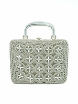 1960s Silver Crochet Box Bag Accessory arcadeshops.com