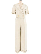 French Linen Wide Leg Pant Suit Suit arcadeshops.com