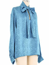 Yves Saint Laurent Teal Snakeskin Blouse Top arcadeshops.com