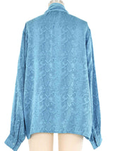 Yves Saint Laurent Teal Snakeskin Blouse Top arcadeshops.com