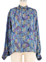Yves Saint Laurent Metallic Paisley Blouse Top arcadeshops.com