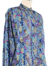Yves Saint Laurent Metallic Paisley Blouse Top arcadeshops.com