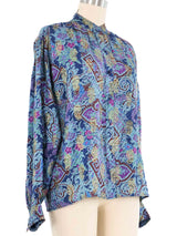 Yves Saint Laurent Metallic Paisley Blouse Top arcadeshops.com