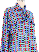 Yves Saint Laurent Basketweave Silk Blouse Top arcadeshops.com